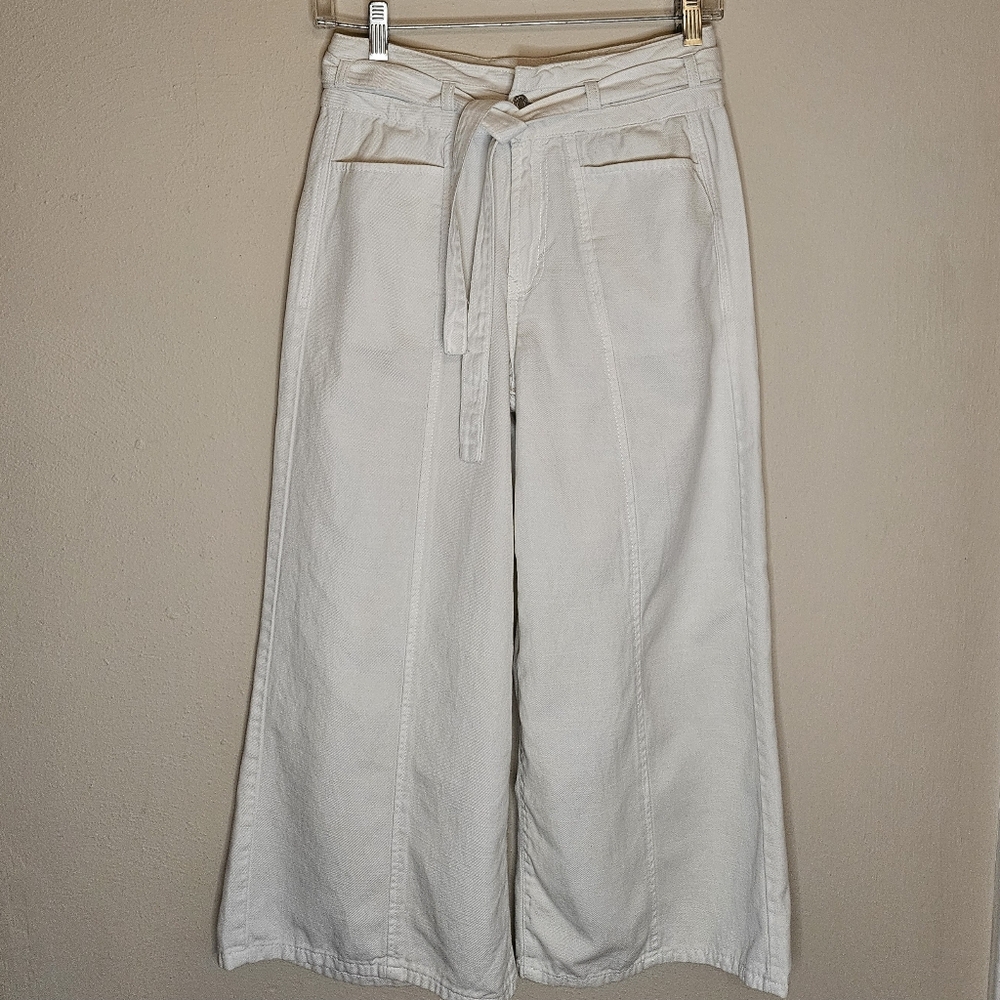 Kensie Jeans The Kaya High‎ Rise Wide Leg Ankle Cream/Ivory – Size 4
